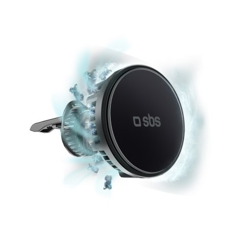 Uchwyt samochodowy na smartfona z ładowarką indukcyjną na kratkę z chłodzeniem - czarny