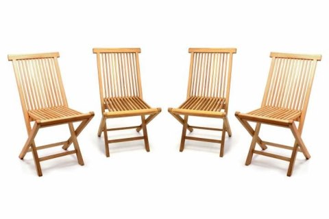 Zestaw 4 sztuk - krzesło ogrodowe DIVERO - drewno tekowe