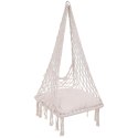 HAMAK AŻUROWY FOTEL WISZĄCY 60x60x120CM Z PODUSZKĄ ECRU