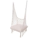 HAMAK AŻUROWY FOTEL WISZĄCY 60x60x120CM Z PODUSZKĄ ECRU