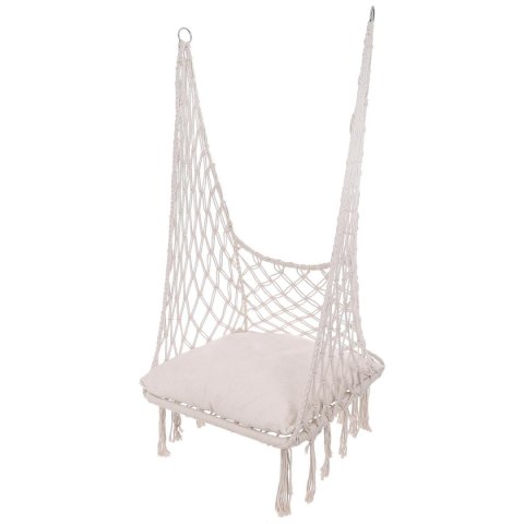 HAMAK AŻUROWY FOTEL WISZĄCY 60x60x120CM Z PODUSZKĄ ECRU
