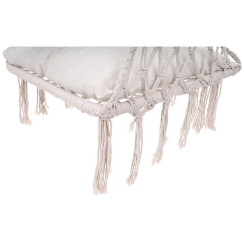 HAMAK AŻUROWY FOTEL WISZĄCY 60x60x120CM Z PODUSZKĄ ECRU