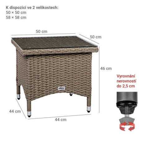 Stilista Stolik Polyratan, 50 x 50 cm, kremowy