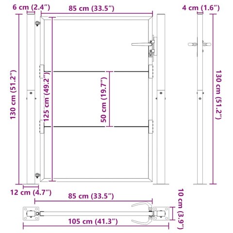 Furtka ogrodowa, 105x130 cm, stal kortenowska
