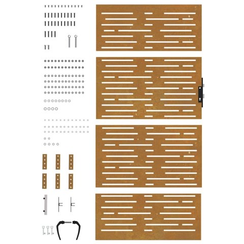 Furtka ogrodowa, 85x175 cm, stal kortenowska, motyw prostokątów