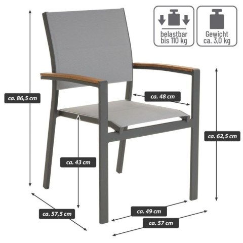 Krzesło ogrodowe składane, antracytowe, 86,5 x 57 x 57,5 cm