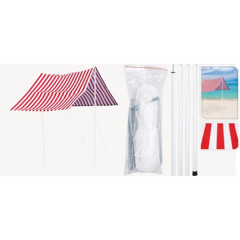 NAMIOT ZADASZENIE ŻAGIEL PRZECIWSŁONECZNY Z SŁUPKAMI 3X1,7M CZERWONY