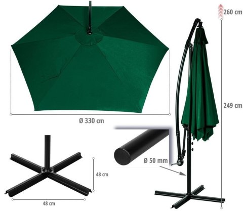 STILISTA Parasol ogrodowy, 330 x 249 cm, antracyt