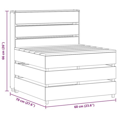 Ogrodowa sofa środkowa z palet, impregnowane drewno sosnowe
