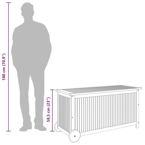 Ogrodowy pojemnik na kółkach, 113x50x58 cm, drewno akacjowe