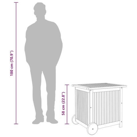 Ogrodowy pojemnik na kółkach, 60x50x58 cm, lite drewno akacjowe