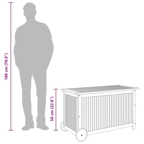 Ogrodowy pojemnik na kółkach, 90x50x58 cm, lite drewno akacjowe