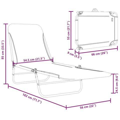 Składane leżaki, 2 szt., stal i tkanina, różowe