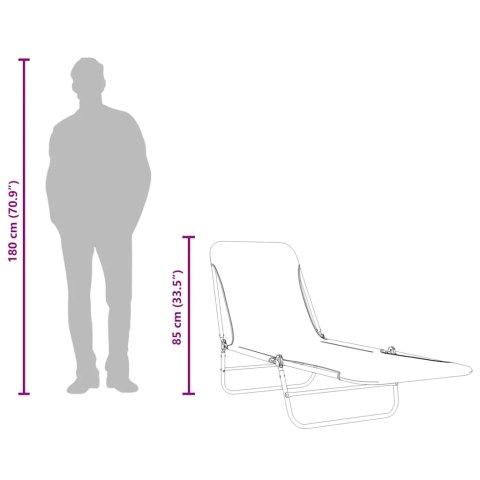 Składane leżaki, 2 szt., stal i tkanina, różowe