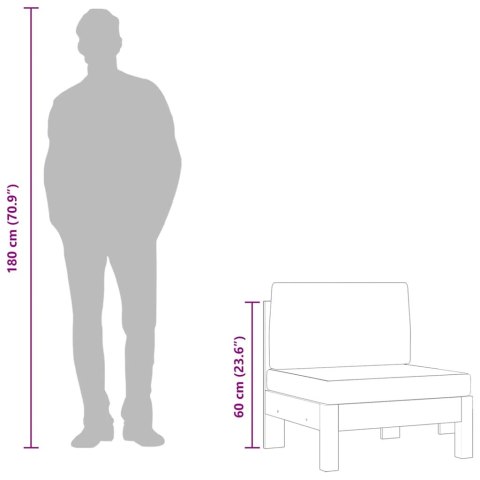 2 sofy środkowe z ciemnoszarymi poduszkami, lite drewno akacjowe
