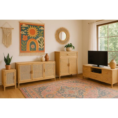 Kredens Home ESPRIT Jasnobrązowy Rattan Jodła 100 x 40 x 100 cm