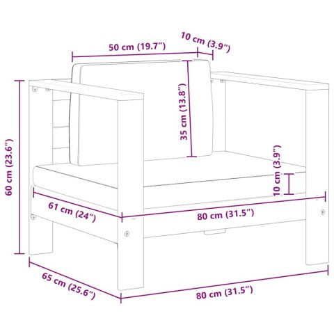 Krzesło ogrodowe z poduszką, kremowe, lite drewno akacjowe