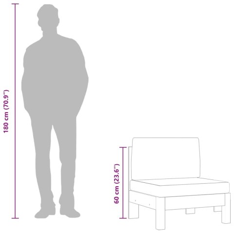 Moduł sofy środkowej, kremowe poduszki, lite drewno akacjowe