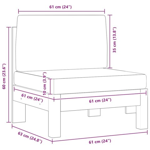 Moduł sofy środkowej z ciemnoszarymi poduszkami drewno akacjowe