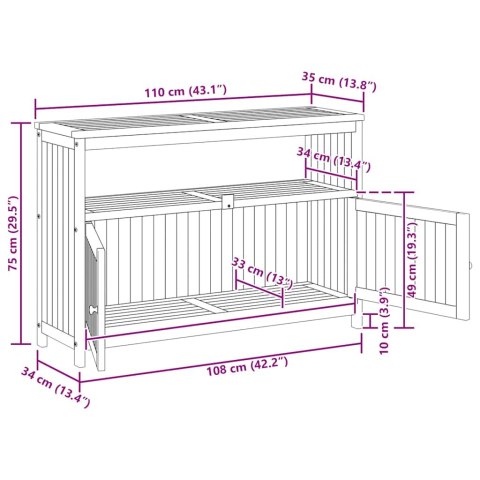 Ogrodowy stolik konsolowy, 110x35x75 cm, lite drewno akacjowe