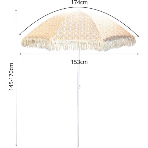PARASOL PLAŻOWO OGRODOWY Z FRĘDZLAMI 174CM ŻÓŁTY