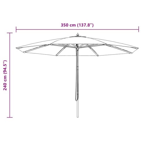 Parasol ogrodowy na drewnianym słupku, 350 cm, niebieski
