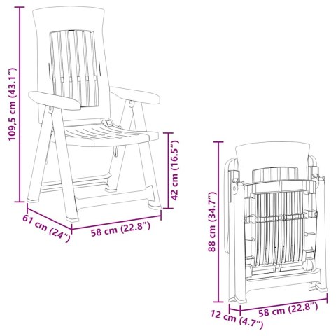 Rozkładane krzesła ogrodowe, 2 szt., zielone, PP