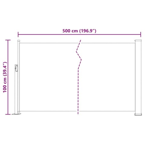 Wysuwana markiza boczna na taras, 100 x 500 cm, czerwona