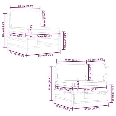 2-cz. zestaw mebli do ogrodu, ciemnoszare poduszki, bambus