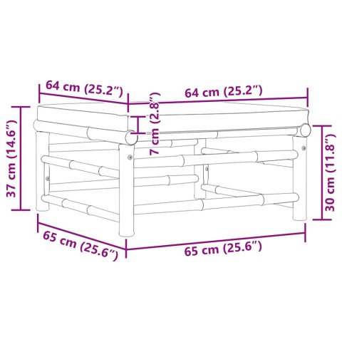 Podnóżek ogrodowy, śmietankowa poduszka, bambus