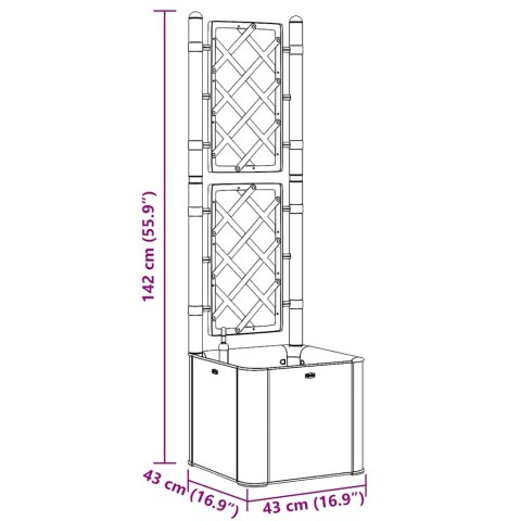 Podwyższona donica z treliażem i systemem podlewania, antracyt