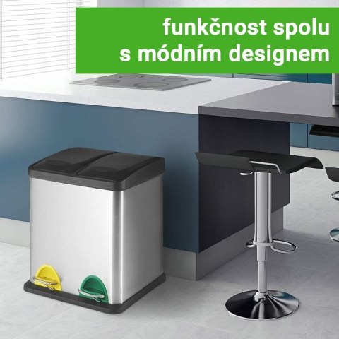 JAGO Kosz na śmieci z pedałem, stal nierdzewna, 2 x 8 L