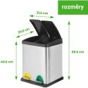 JAGO Kosz na śmieci z pedałem, stal nierdzewna, 2 x 8 L