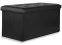 Pufa ze schowkiem siedzisko skrzynia otwierana 80x40 cm pikowana czarna
