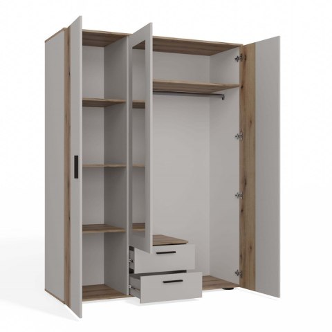 SZAFA AVA 150 CM LUSTRO 2 SZUFLADY RYFLOWANY FRONT DĄB EVOKE KASZMIR BEŻ
