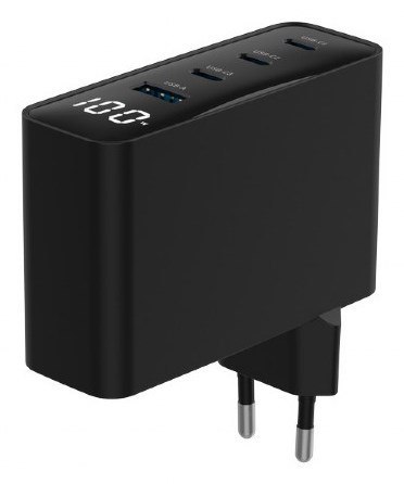 GEMBIRD 4-PORTOWA SZYBKA ŁADOWARKA SIECIOWA GAN (PD) USB (3X USB-A + 1X USB TYP-C) 100W, CZARNA