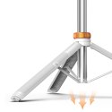 Selfie stick kijek do zdjęć Bluetooth z tripodem pilotem i głowicą 180 do 148cm - biały
