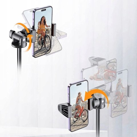 Selfie stick kijek do zdjęć Bluetooth z tripodem pilotem i głowicą 180 do 148cm - biały