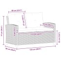 2-osobowa sofa ogrodowa z poduszkami, szara, 124 cm, rattan PE