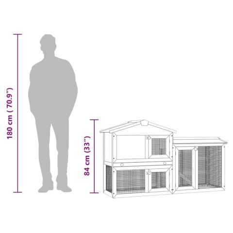 Duża klatka dla królików, czerwono-biała, 145x45x85 cm, drewno