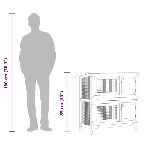 Klatka dla królików i małych zwierząt, 4 drzwiczki, drewniana