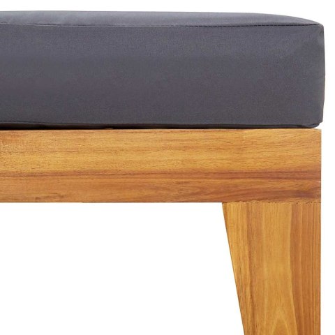 Moduł podnóżka, ciemnoszara poduszka, drewno akacjowe