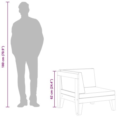 Moduł sofy narożnej, kremowe poduszki, drewno akacjowe
