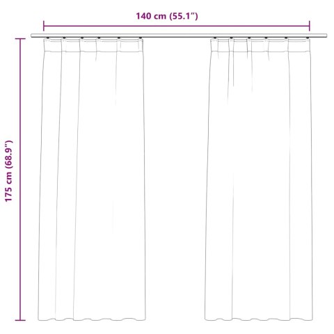 Zasłony z haczykami, 2 szt., aksamitne, antracyt, 140x175 cm