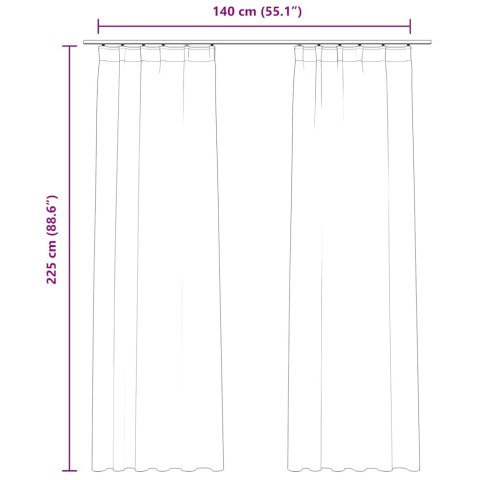 Zasłony z haczykami, 2 szt., aksamitne, beżowe, 140x225 cm