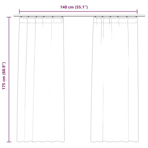 Zasłony z haczykami, 2 szt., aksamitne, brudny róż, 140x175 cm