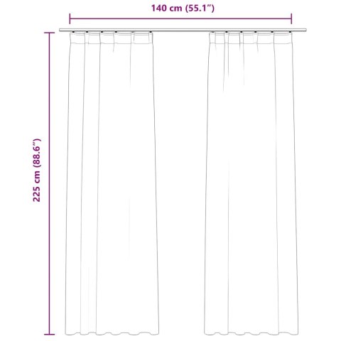 Zasłony z haczykami, 2 szt., aksamitne, czarne, 140x225 cm