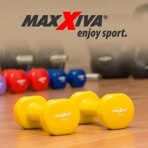 MAXXIVA Zestaw hantli winylowych 2 x 1 kg, żółty