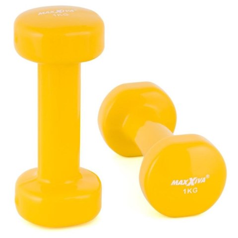 MAXXIVA Zestaw hantli winylowych 2 x 1 kg, żółty