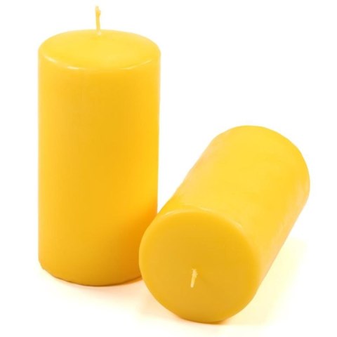 Zestaw świec słupkowych, 15 cm, Ø 7,5 cm, żółty, 4 sztuki.